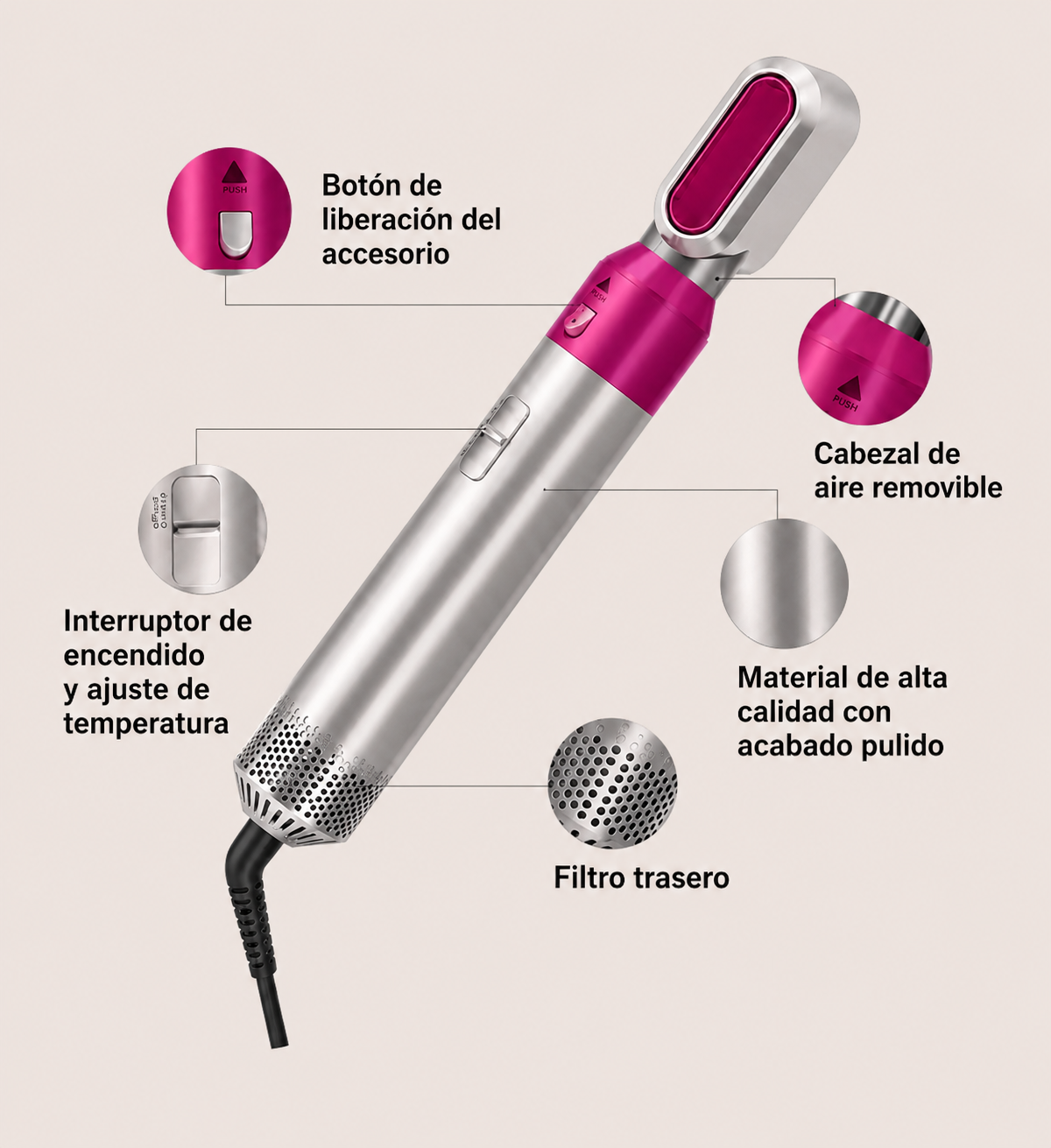 Cepillo Secador Multifuncional 5 En 1